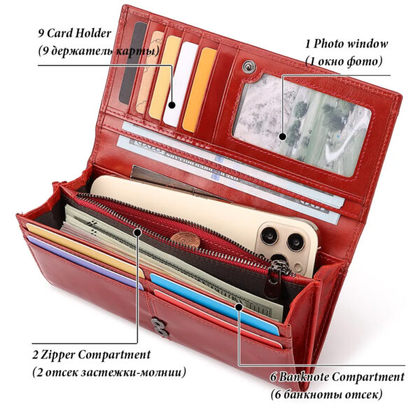 BH Premium Women's Leather Clutch Purse